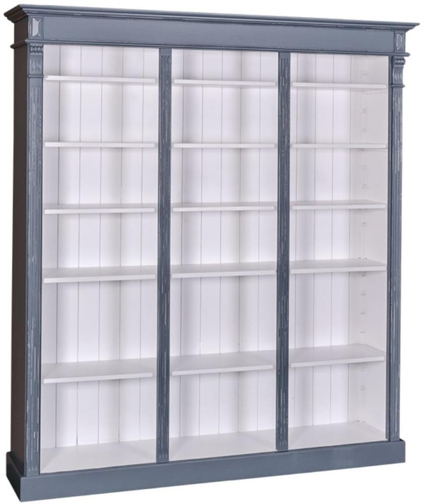 Casa Padrino Landhausstil Bücherschrank Antik Blau / Weiß 180 x 39 x H. 197 cm - Massivholz Schrank - Regalschrank - Wohnzimmerschrank - Landhausstil Möbel Bild 1