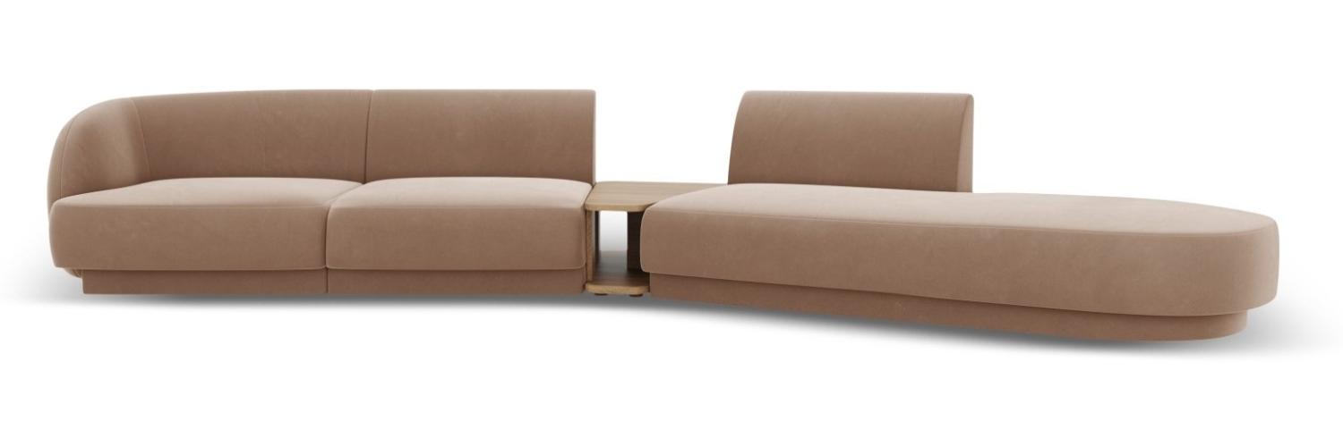 Micadoni Modulares Sofa Miley 4-Sitzer mit 1 Armlehne Rechts Samtstoff Cappuccino Bild 1