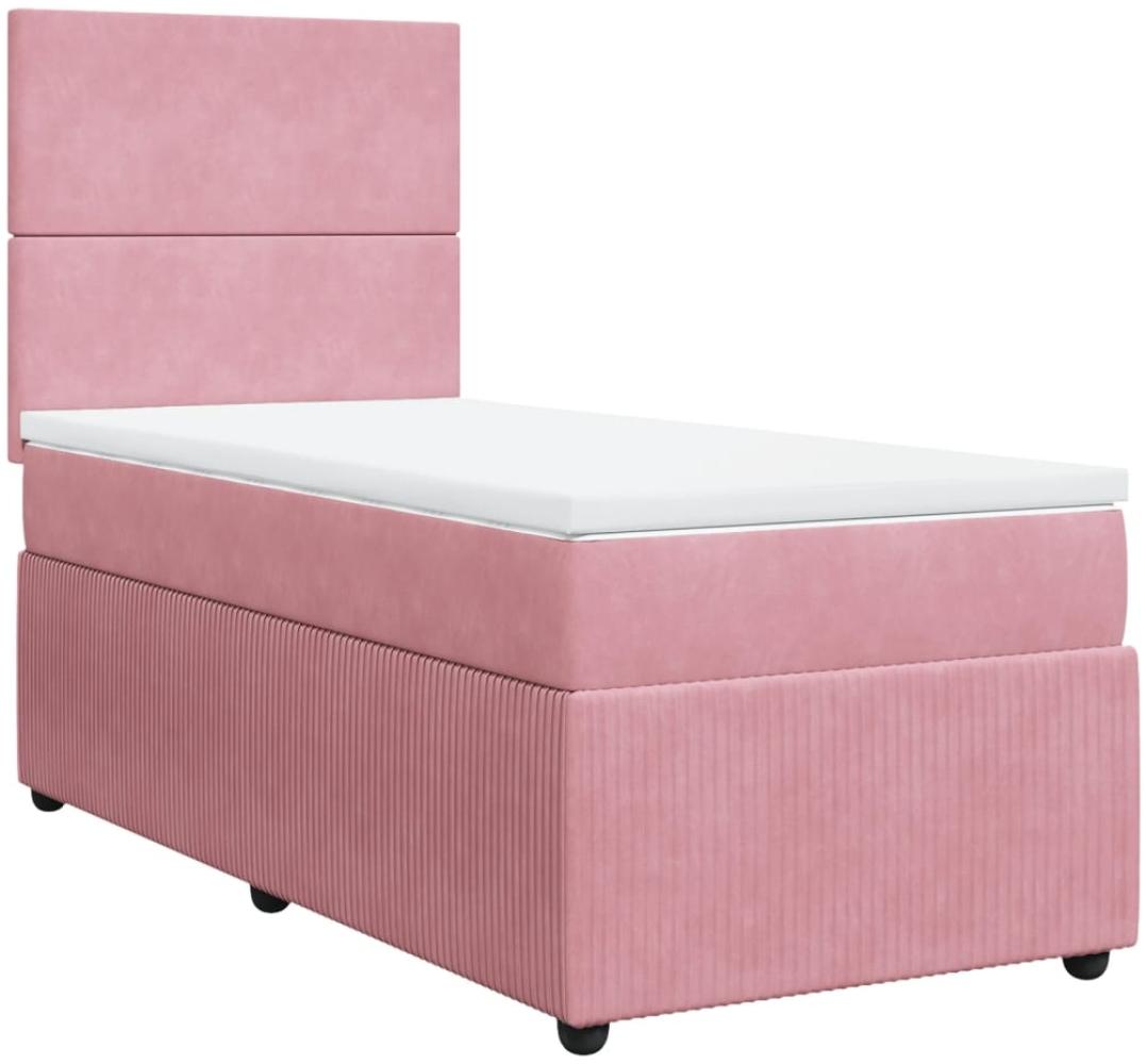 vidaXL Boxspringbett mit Matratze Rosa 80x200 cm Samt 3292189 Bild 1