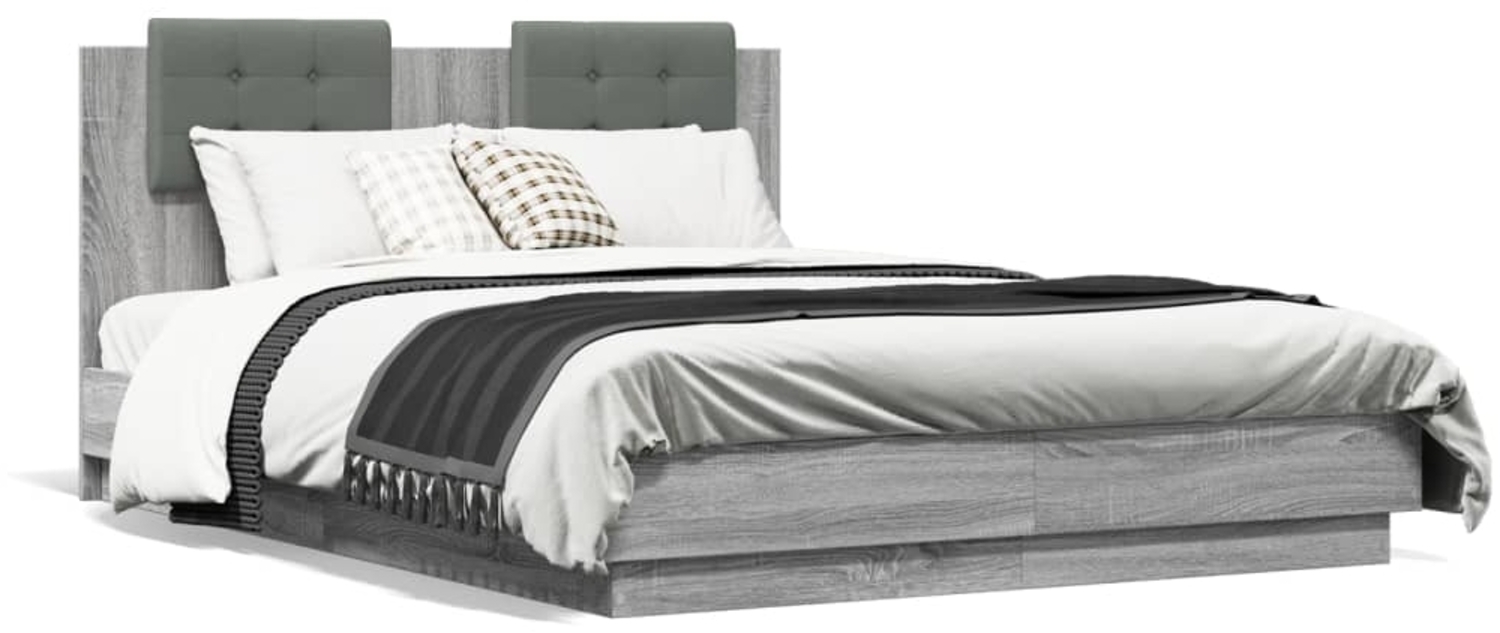 vidaXL Bettgestell mit Kopfteil Grau Sonoma 120x190 cm Holzwerkstoff 3209966 Bild 1