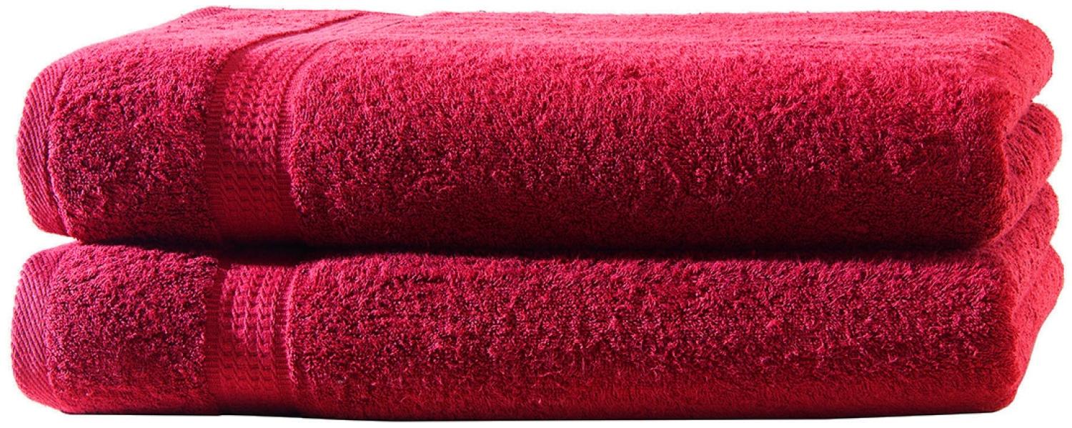 Müskaan - 2er Set Frottee Duschtücher Elegance 70x140 cm 100% Baumwolle 500 g/m² Duschtuch rot Bild 1