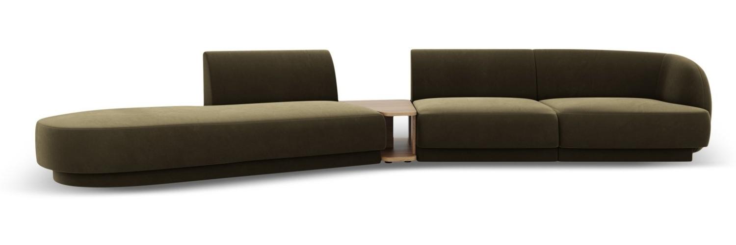 Micadoni Modulares Sofa Miley 4-Sitzer mit 1 Armlehne Links Samtstoff Grün Bild 1