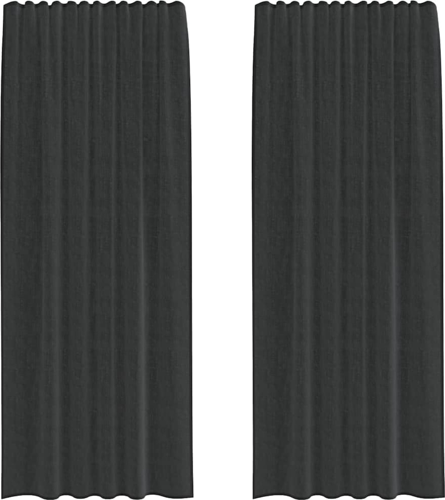 vidaXL Voile Vorhänge mit Stangentaschen 2 Stk. Schwarz 4102169 Bild 1