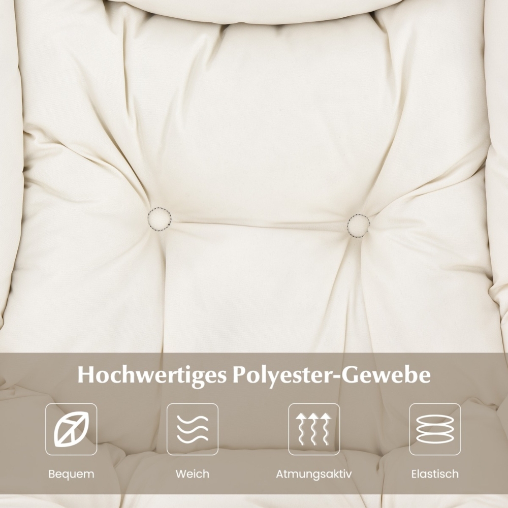 Sessel mit Hocker & Armlehnen & Seitentasche & Fußstütze Relaxsessel Ohrensessel Beige Bild 1