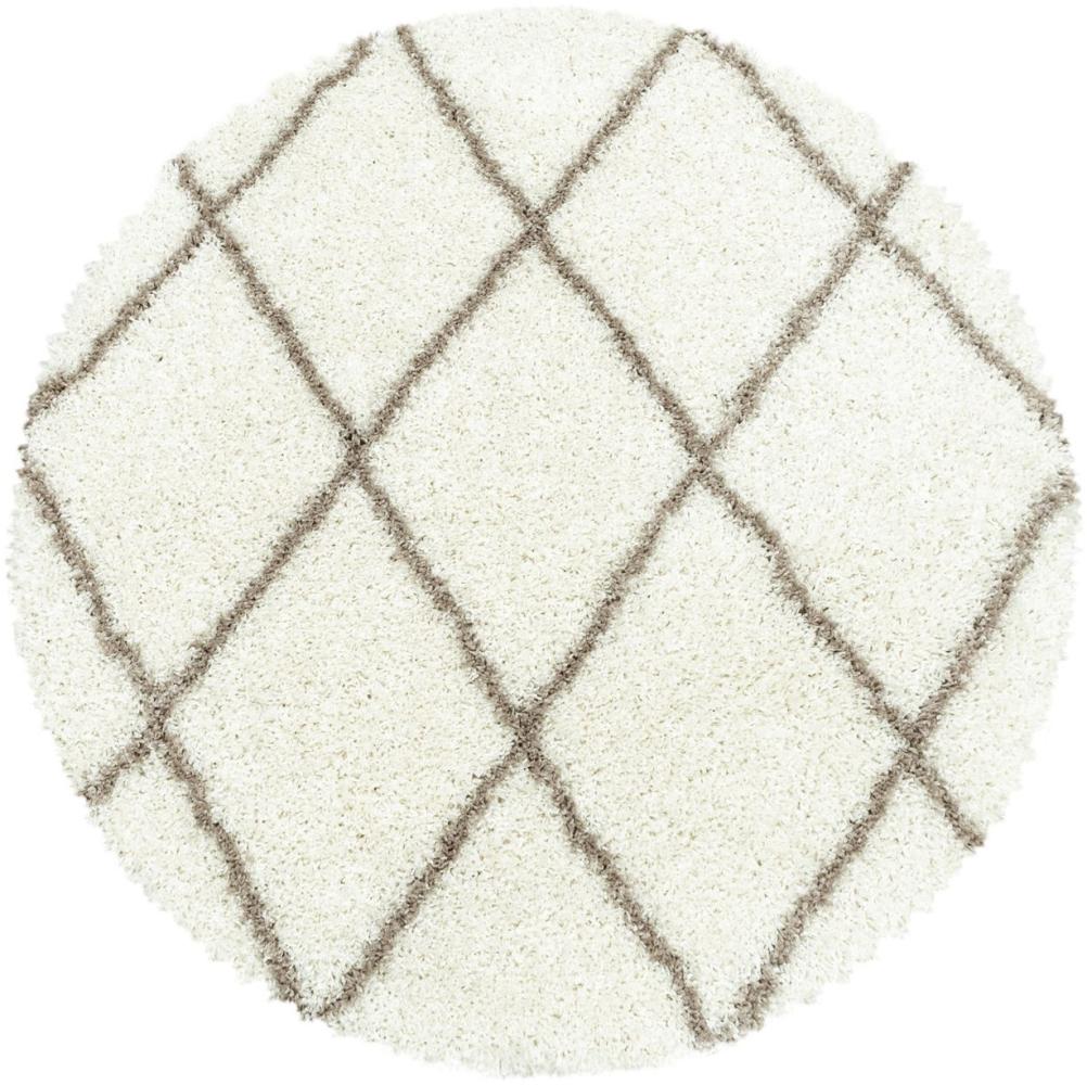 Hochflor Teppich Adriana rund - 120 cm Durchmesser - Creme Bild 1