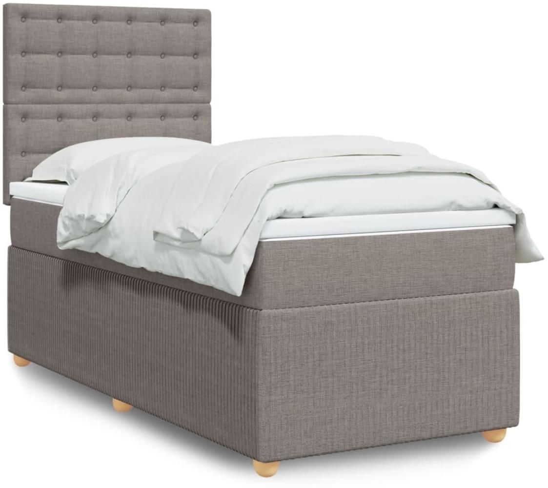 vidaXL Boxspringbett mit Matratze Taupe 90x200 cm Stoff 3294257 Bild 1