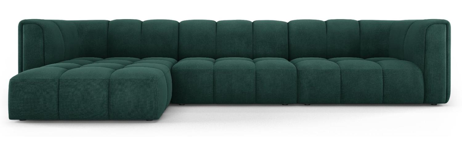 Micadoni Modulares Ecksofa Serena 5-Sitzer Strukturierter Stoff, Flaschengrün, Links Bild 1