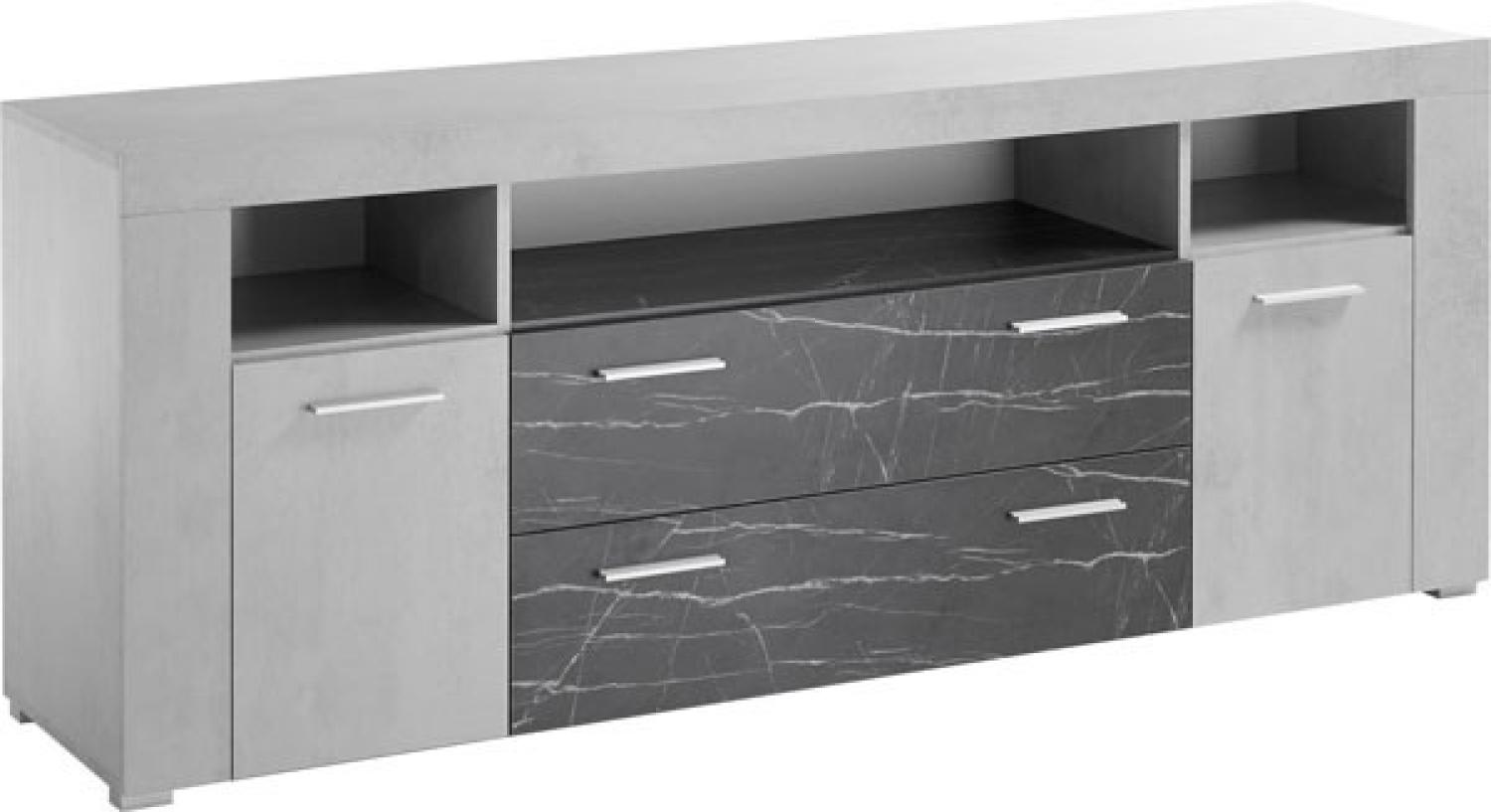 Sideboard "Madrid" Kommode 180 cm Steingrau Absetzungen Marmor Anthrazit Bild 1