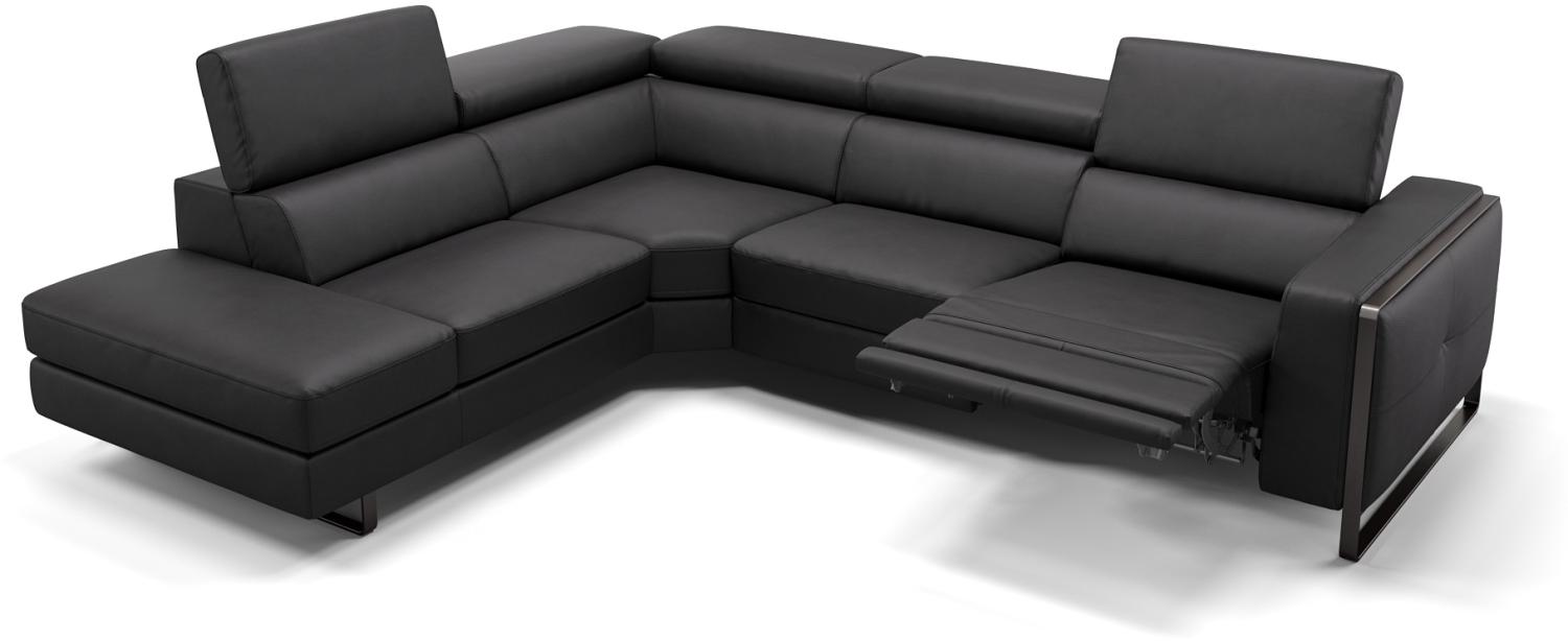 Sofanella Ecksofa MANZANO Funktionscouch Ledersofa Eckgarnitur in Schwarz Bild 1