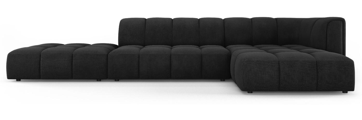 Micadoni Modulares Ecksofa Serena 5-Sitzer offene Seite, Strukturierter Stoff, Schwarz, Rechts Bild 1