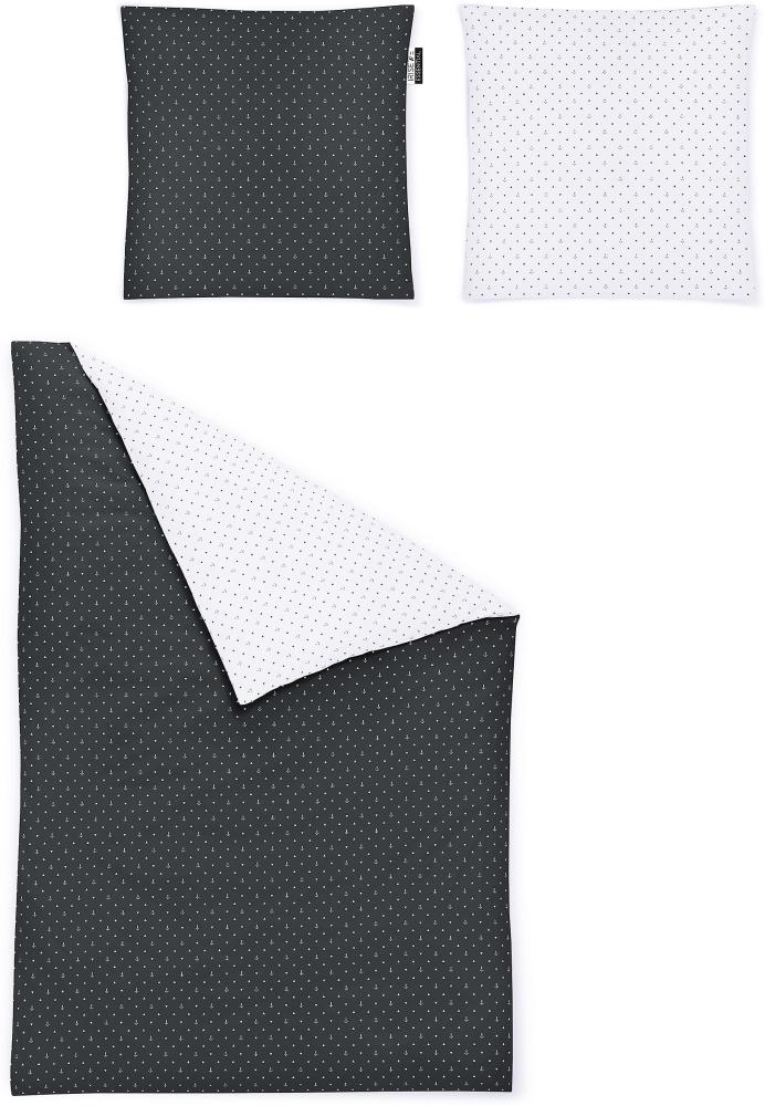 Irisette Mako-Satin Bettwäsche 155x220 Jessica Anker Wende schwarz weiß 8256-12 Bild 1