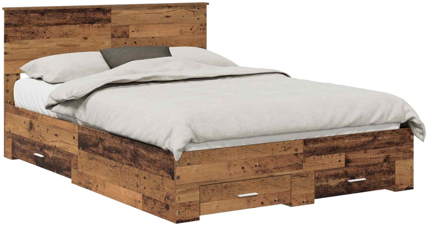 vidaXL Bettrahmen mit Kopfteil Altholz 140x190 cm Holzwerkstoff 3408261 Bild 1