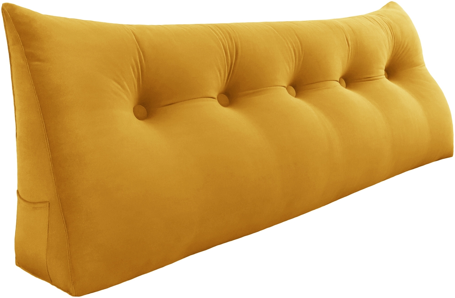 VERCART Großes Keilkissen, Langes Lesekissen, Bettruhe Rückenkissen, Dreieckiges Liegekissen, Dekoratives Kopfteilkissen für Tagesbett oder Tiefes Sofa, Samt Ingwergelb, 160cm Bild 1