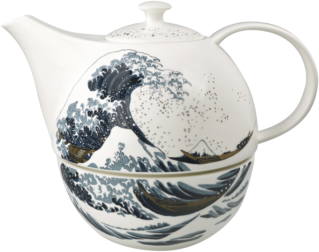 Goebel / Hokusai- Die Große Welle,Teekanne mit Stövchen,24,5cm x 16,0cm x 19,0cm / Fine Bone China / 24,5cm x 16,0cm x 19,0cm Bild 1