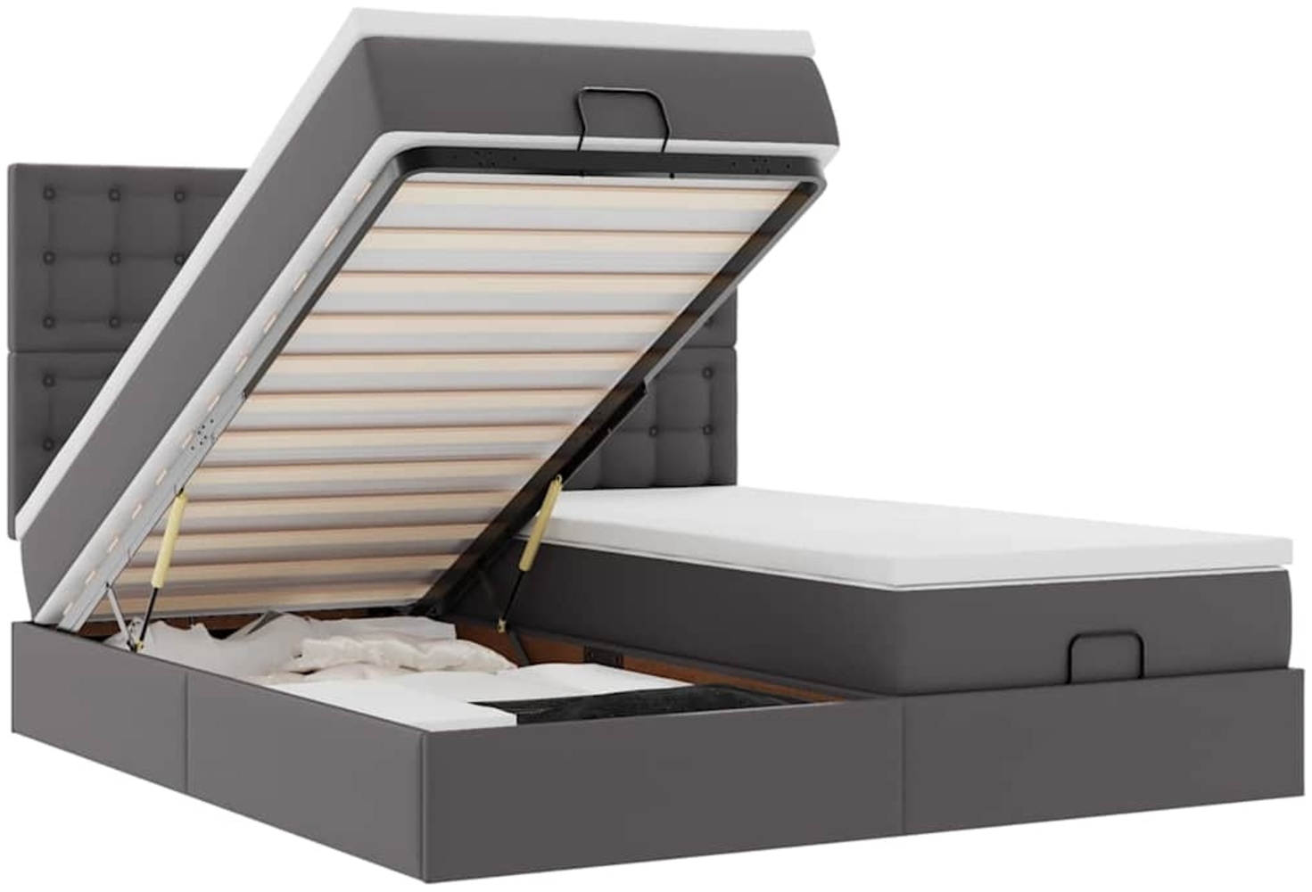 vidaXL Ottoman-Bett mit Matratzen Grau 200x200 cm Kunstleder 3313662 Bild 1