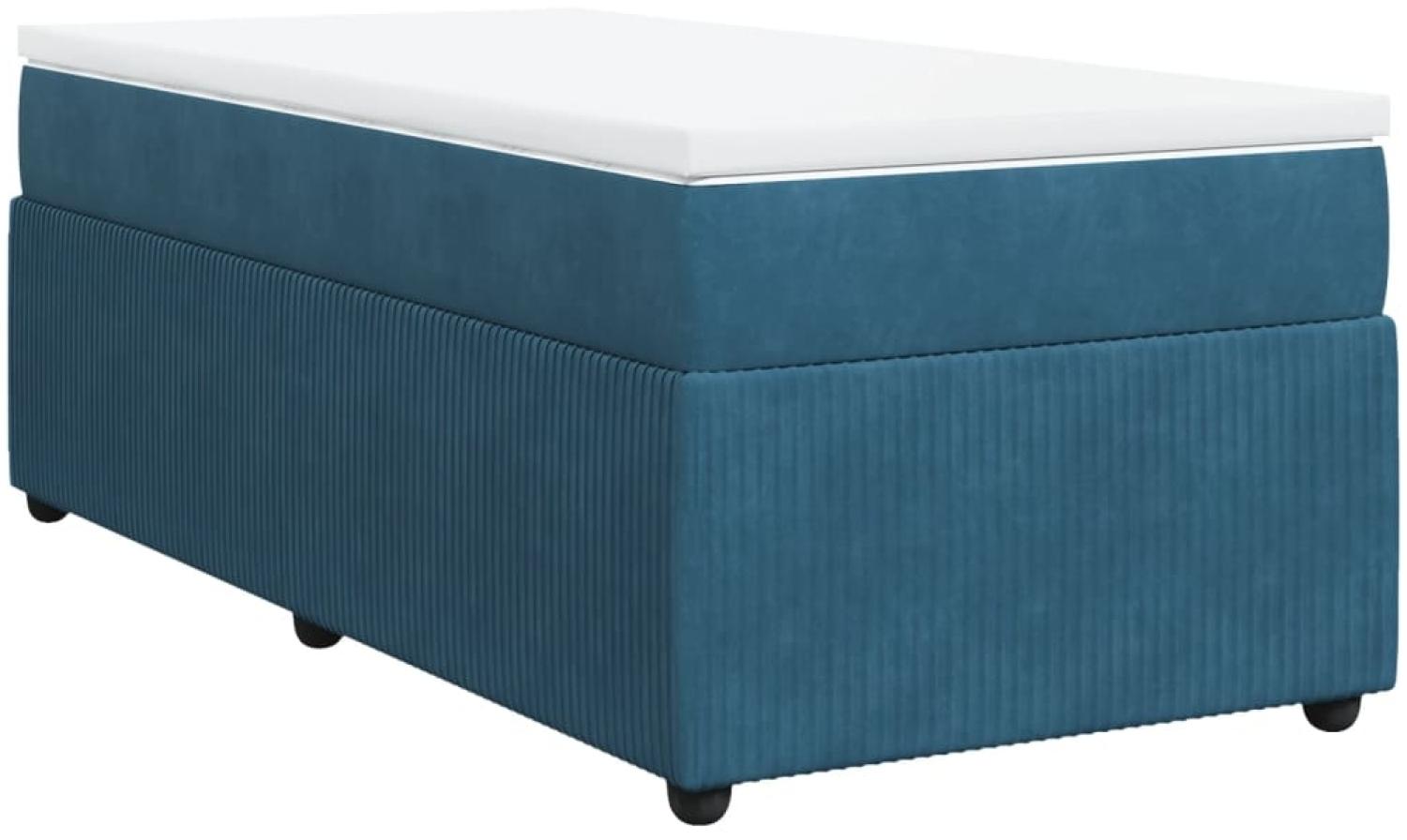 vidaXL Boxspringbett mit Matratze Dunkelblau 100x200 cm Samt 3285624 Bild 1