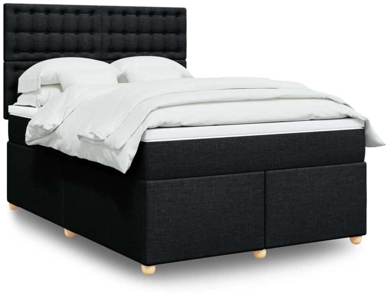 vidaXL Boxspringbett mit Matratze Schwarz 140x190 cm Stoff 3293591 Bild 1