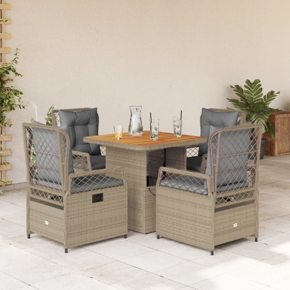 vidaXL 5-tlg. Garten-Essgruppe mit Kissen Beige Poly Rattan 3262917 Bild 1