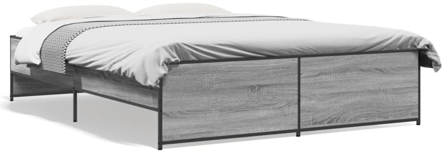 vidaXL Bettgestell Grau Sonoma 160x200 cm Holzwerkstoff und Metall 3279880 Bild 1