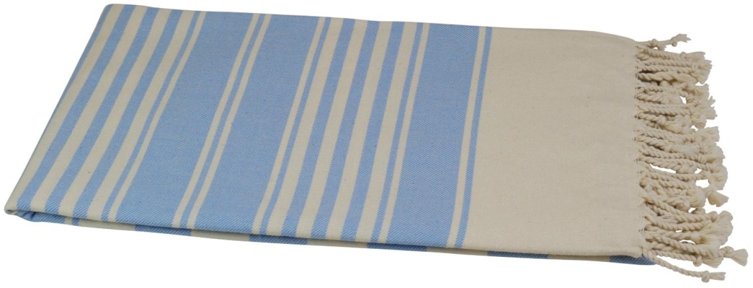 Hamamtuch Pestemal naturbeige hellblau 100x175 cm "Mira" Bild 1