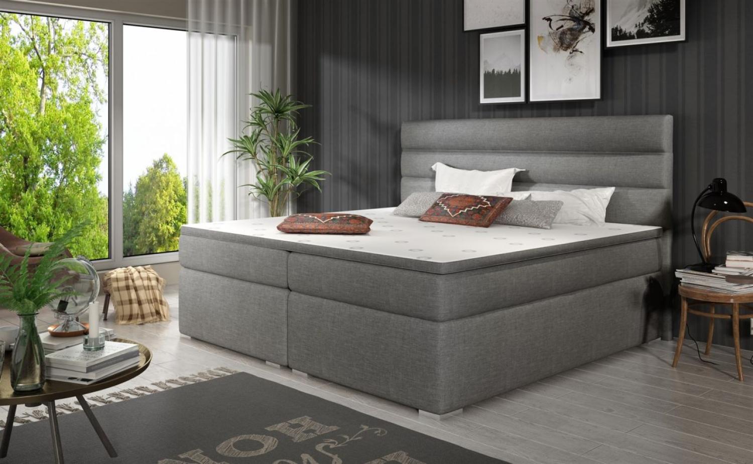 Boxspringbett FESTO 160x200 cm Stoff Sawana Dunkelgrau Bild 1