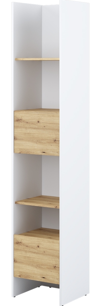 MEBLINI Schrank für Schrankbett Bed Concept - Hochschrank mit Regalen, Fächern und Schublade - BC-23 - Weiß/Artisan Eiche Bild 1