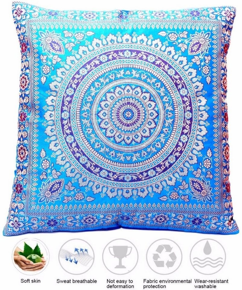Ruwado Kissenbezug - Handgefertigt Dekokissen aus Indische Banarasi Seide - 40cmx40cm, "Handgewebt und Handgenäht aus Indien" Bild 1
