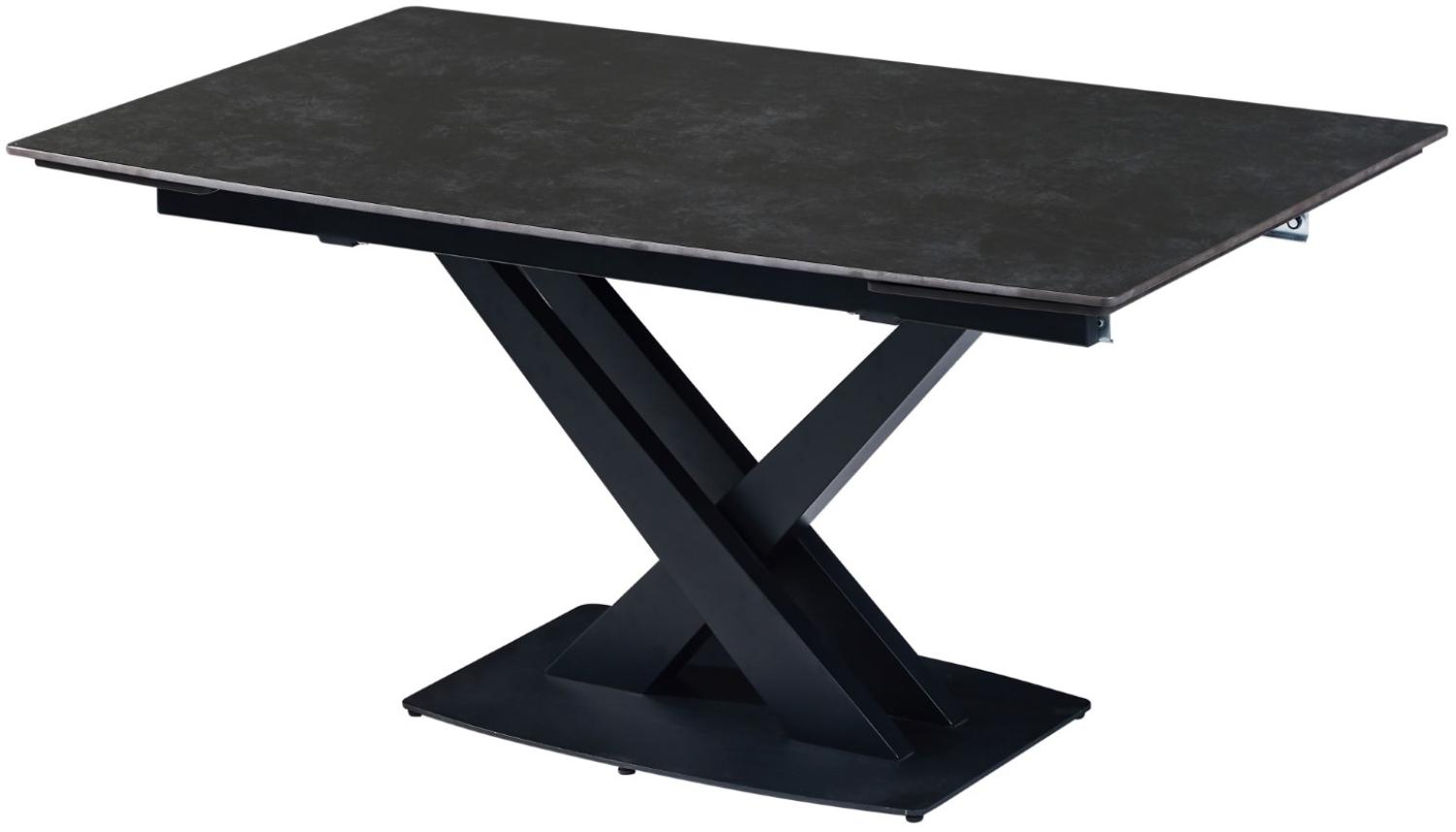 Ausziehtisch Sanremo - 160/220x90 cm - gesinterter Stein dunkelgrau - Gestell X-Form Bild 1