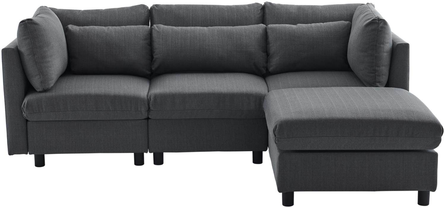 Merax Modernes Design, Polstermöbel, Sofa, Dreisitzer-Sofa, Wohnzimmersofa, Ecksofa mit Fußhocker, L-förmiges Ecksofa , grau Bild 1