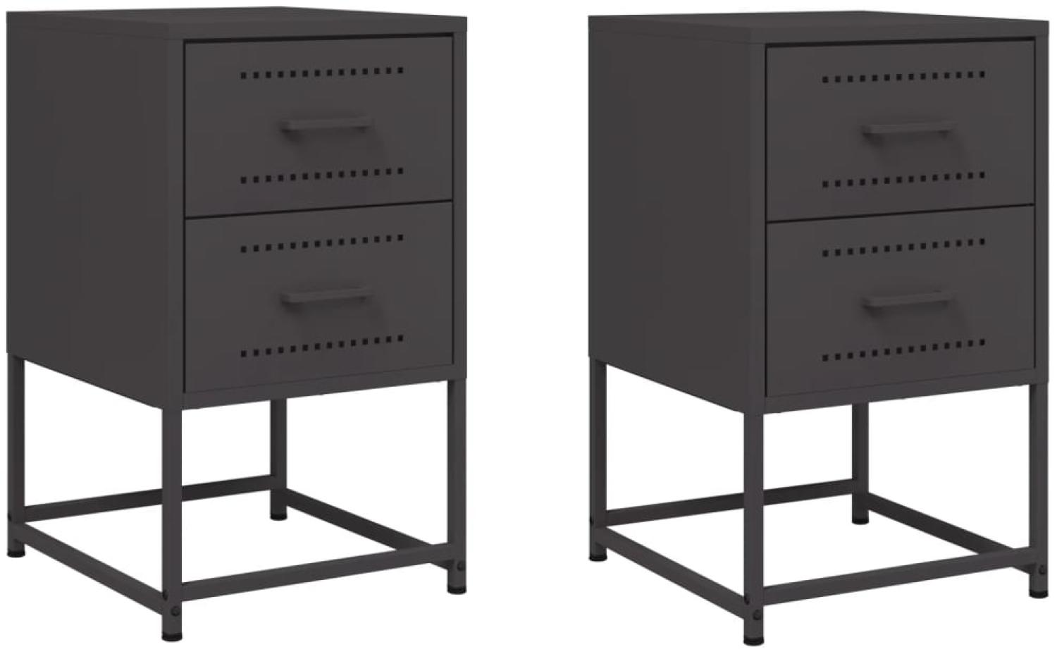 vidaXL Nachttische 2 Stk. Schwarz 36x39x60,5 cm Stahl 846459 Bild 1