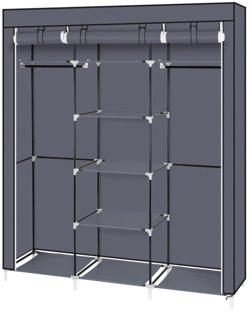 FCH Kleiderschrank stoffschrank mit Kleiderstangen, 6 Ablagen, 150x45x175cm Bild 1