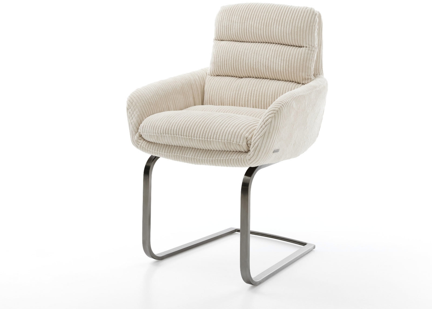 Freischwinger Abelia-Flex mit Armlehnen Cord Beige Freischwinger flach Graphit Bild 1