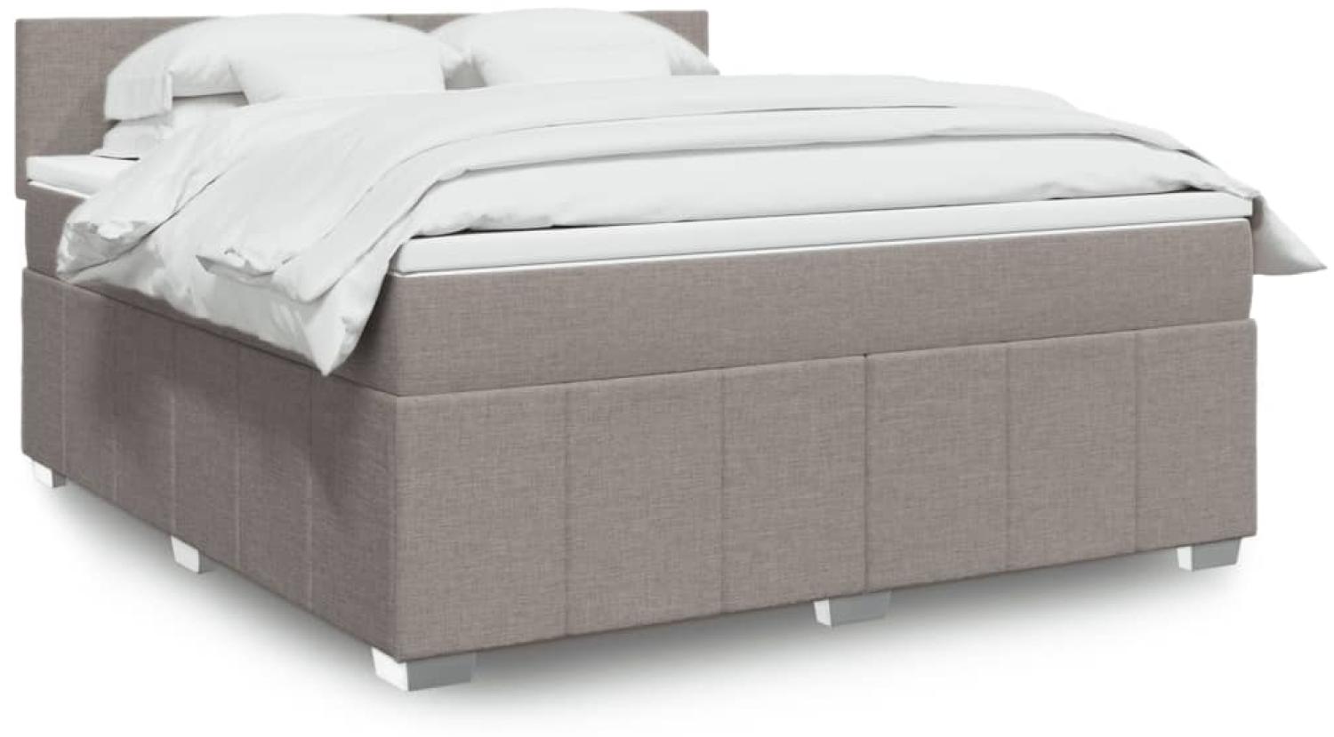 vidaXL Boxspringbett mit Matratze Taupe 180x200 cm Stoff 3289444 Bild 1