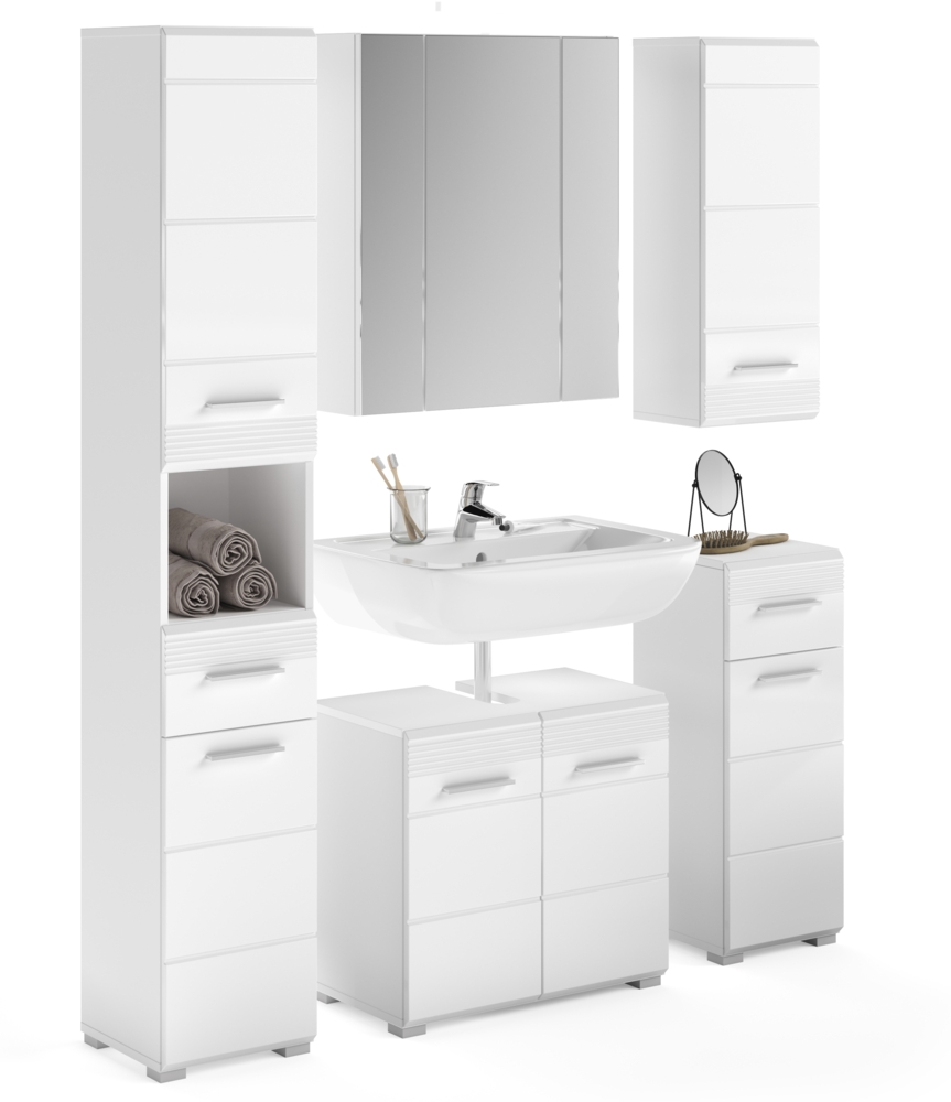 Badezimmerset Linus I - Weiß / Weiß Hochglanz Bild 1