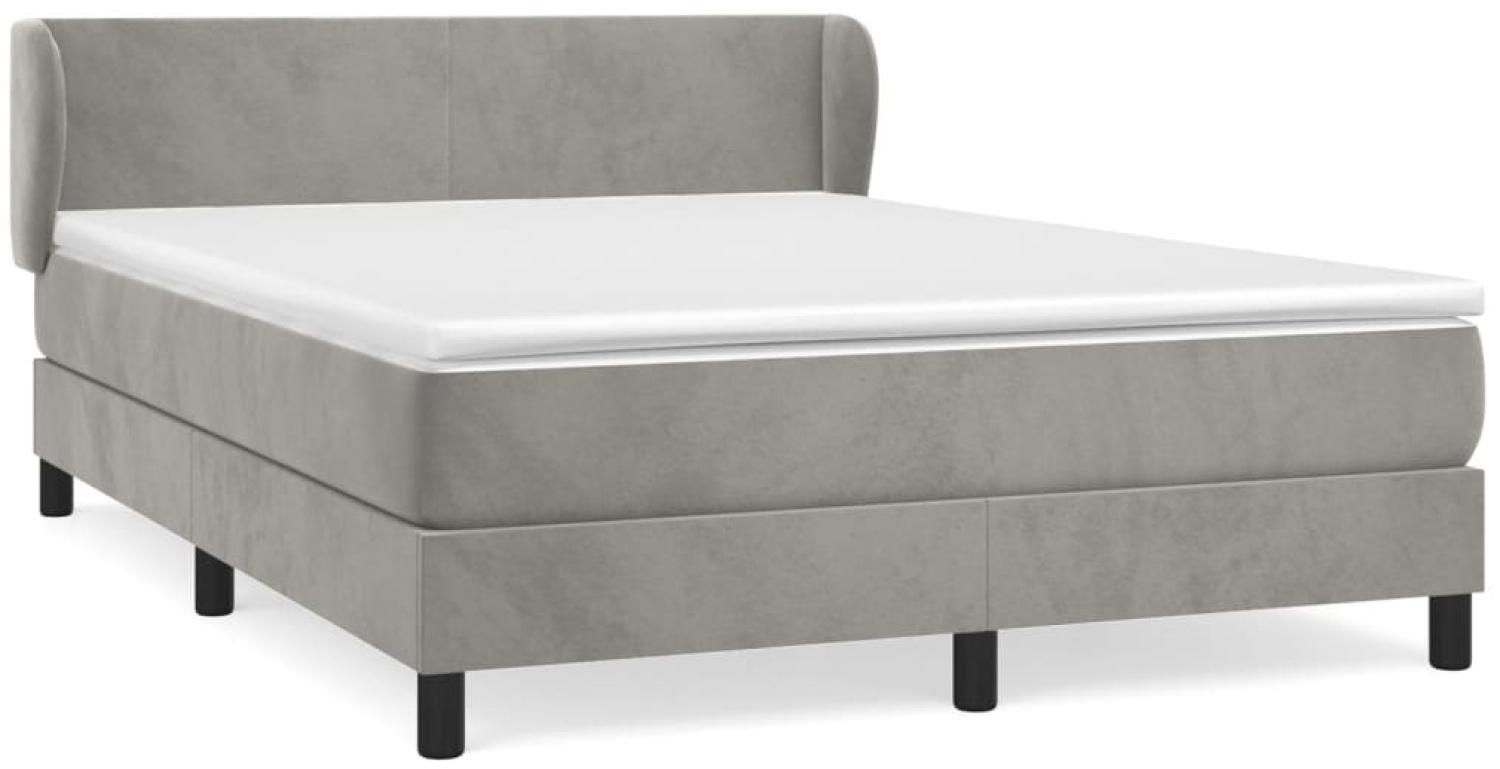 Doppelbett, Polsterbett mit Matratze Samt Hellgrau 140x200 cm Bild 1