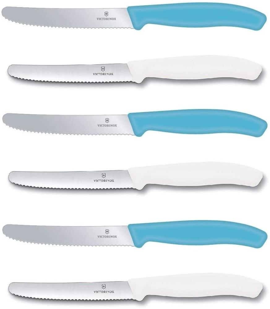 Victorinox 6 Stück Tafelmesser Neue Griffform Swiss Classic (Karbikblau/Weiß) Bild 1