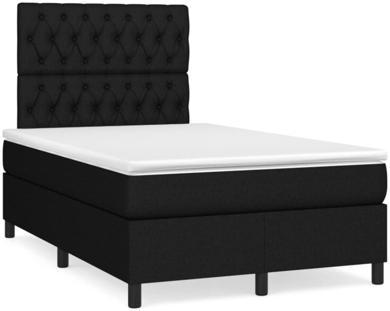 vidaXL Boxspringbett mit Matratze Schwarz 120x190 cm Stoff 3269904 Bild 1