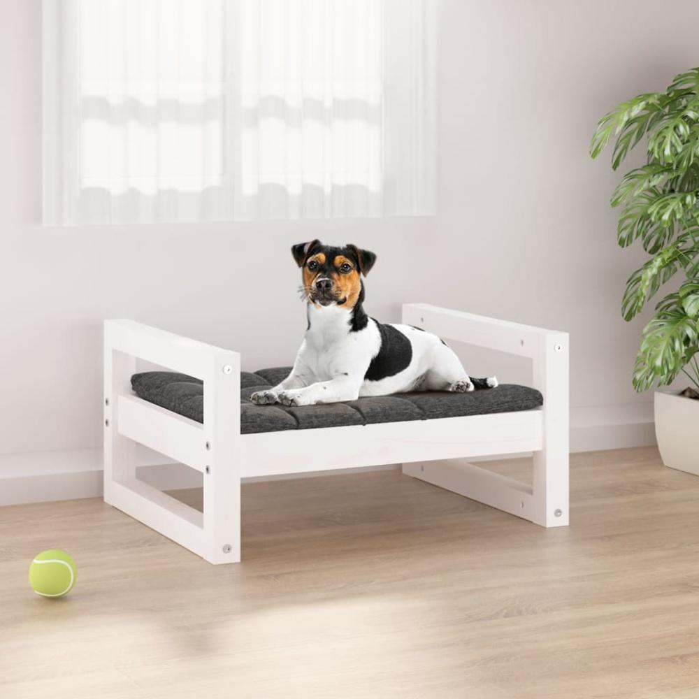 vidaXL Hundebett 55,5x45,5x28 cm Massivholz Kiefer, Weiß Bild 1