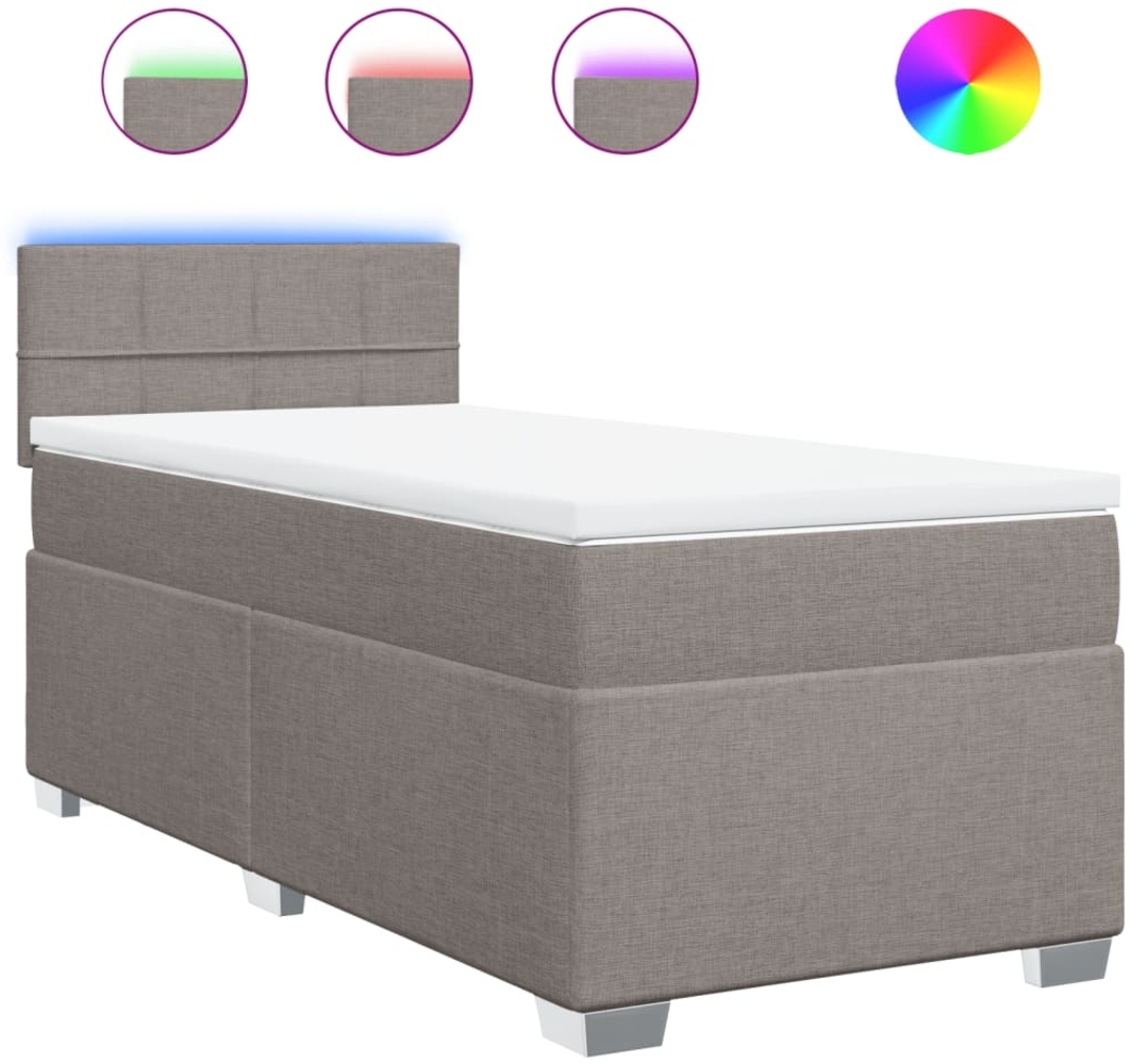 vidaXL Boxspringbett mit Matratze Taupe 80x200 cm Stoff 3288019 Bild 1
