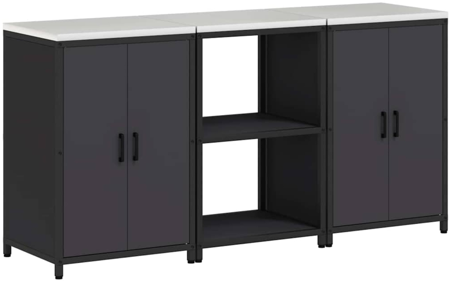 vidaXL Aufbewahrungsset für die Küche mit Regal 3 pcs Schwarz Stahl 3392694 Bild 1