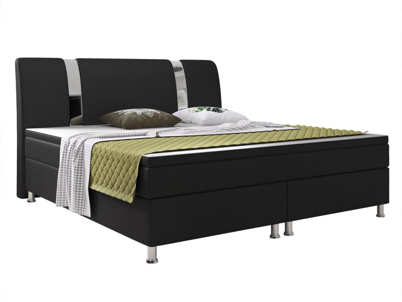 Boxspringbett Riva 180x200 cm Kunstleder Schwarz Bild 1