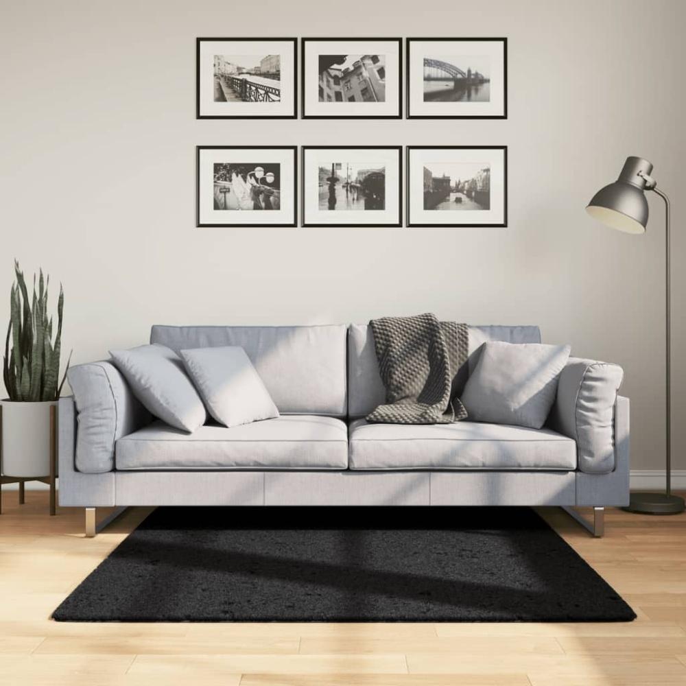 vidaXL Shaggy-Teppich PAMPLONA Hochflor Modern Schwarz 120x120 cm 375277 Bild 1