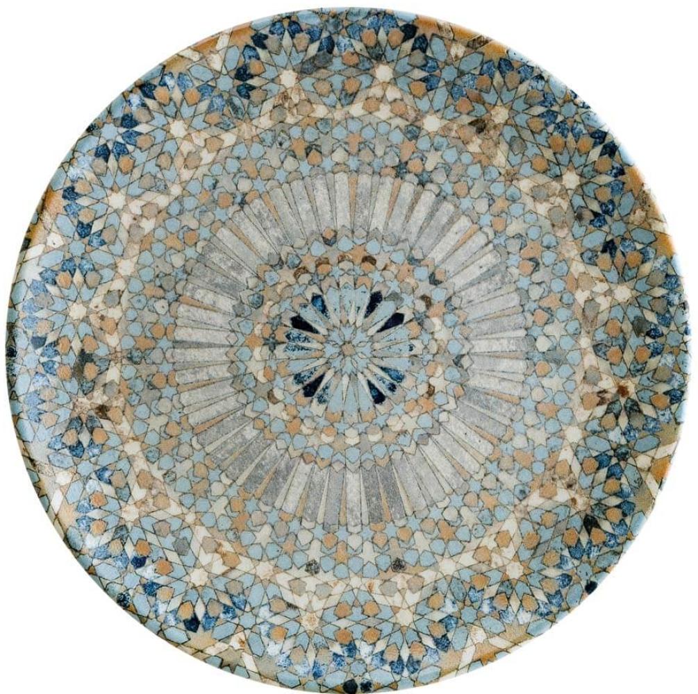 6x Speiseteller flacher Teller rund Tafelgeschirr Porzellan Blau Braun Beige Bonna Luca Mosaic Gourmet 27cm Bild 1