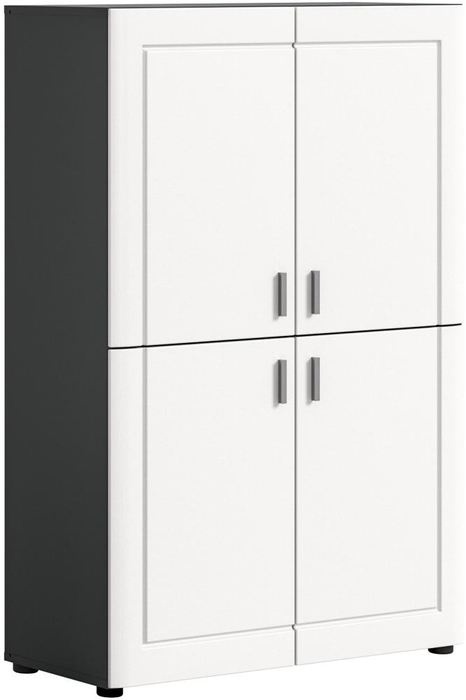 Stauraumschrank >Lago< in grau/weiß matt - 90x130x34cm (BxHxT) Bild 1