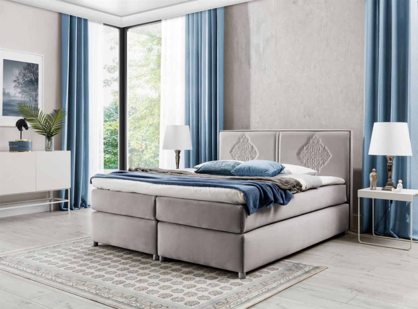 Boxspringbett Schlafzimmerbett Bett DAMIANO DELUX Stoff Cappuccino 120x200 cm Bild 1
