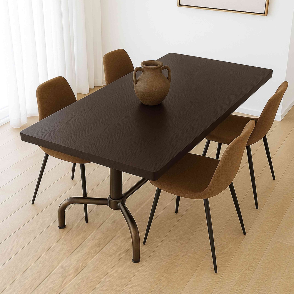 Esszimmertisch HWC-P31, Tisch Esszimmertisch, Industrial Holz 140x80cm ~ dunkel, bronze Gestell Bild 1