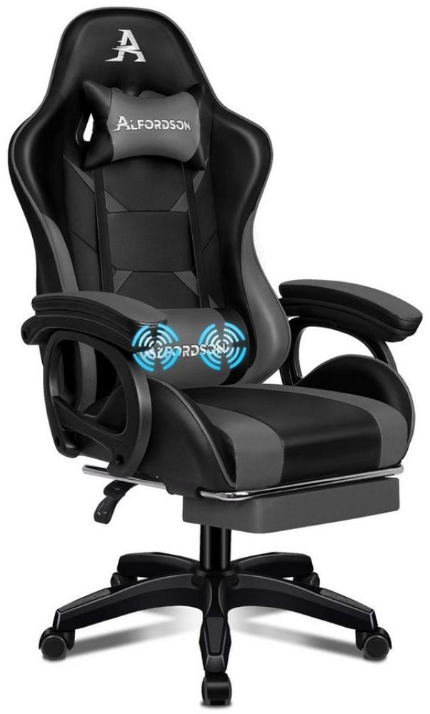 ALFORDSON Gaming-Stuhl mit Massage-Lendenkissen, X-Large, 5 Massagemodi, USB-Anschluss (1 St), Einziehbare Fußstütze, 90°- 150° verstellbare Rückenlehne, Ergonomisch Bild 1