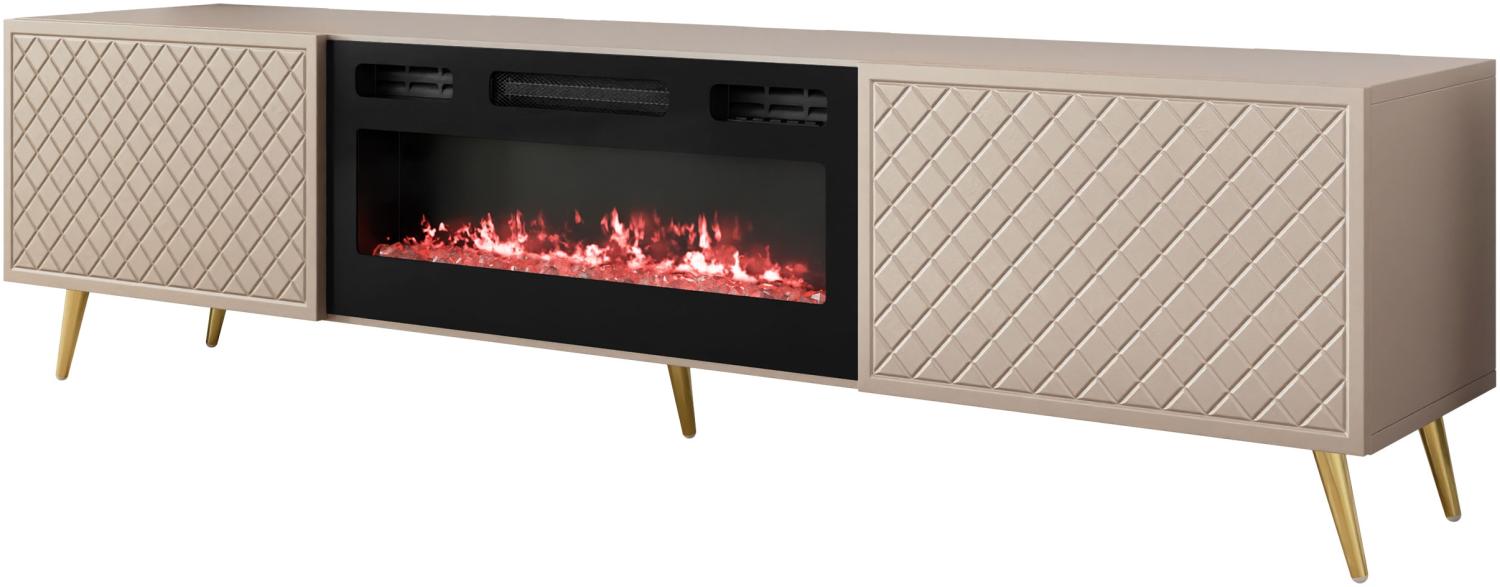 TV-Lowboard Temerra mit Kamin mit 2 Klappen (Farbe: Sandbeige) Bild 1