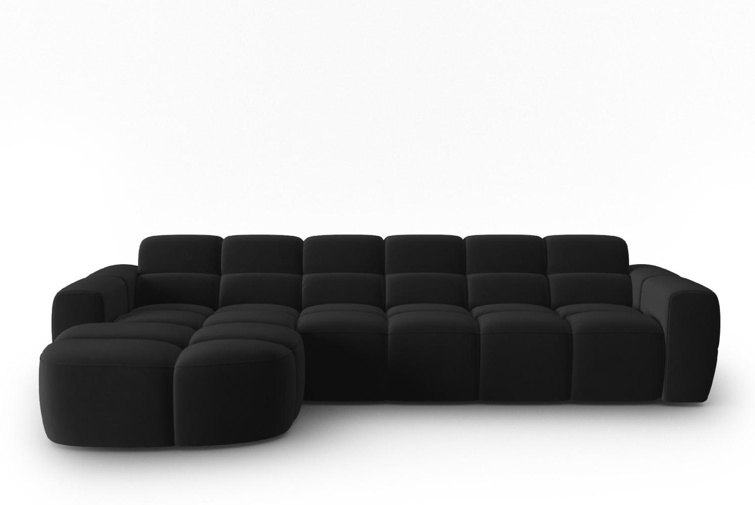 Micadoni Ecksofa Lisa 4-Sitzer Links Samtstoff Schwarz Bild 1