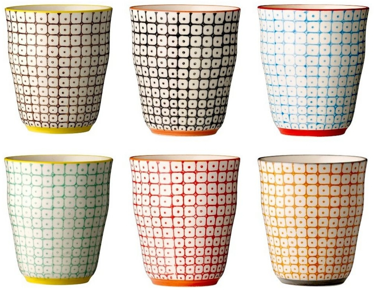 Bloomingville Becher Carla Cup, Red, Stoneware, 6er Set, aus Keramik, 200 ml, Becherset, Trinkbecher, Kaffeebecher, dänisches Design Bild 1